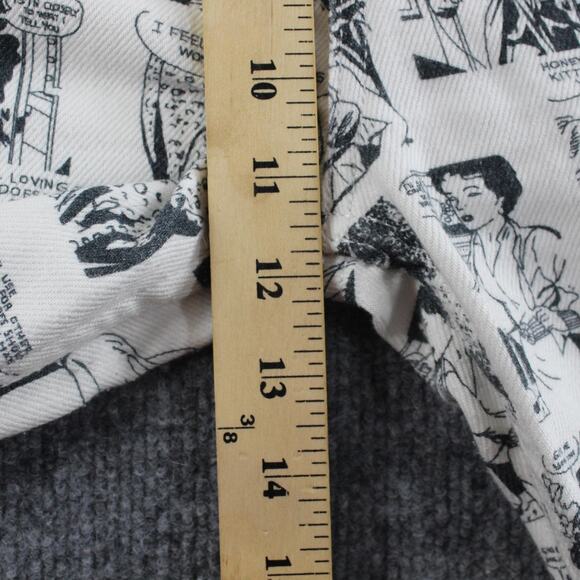 Reformation Jeans 26 Straight Leg Comic Print Newsprint High Rise White Denim - Picture 12 of 16